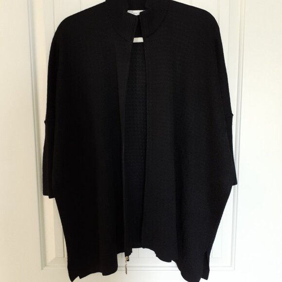 St. John Sport Oversized Full Zip Mock Neck 3/4 Sleeve Sweater Black Size S - Picture 11 of 14